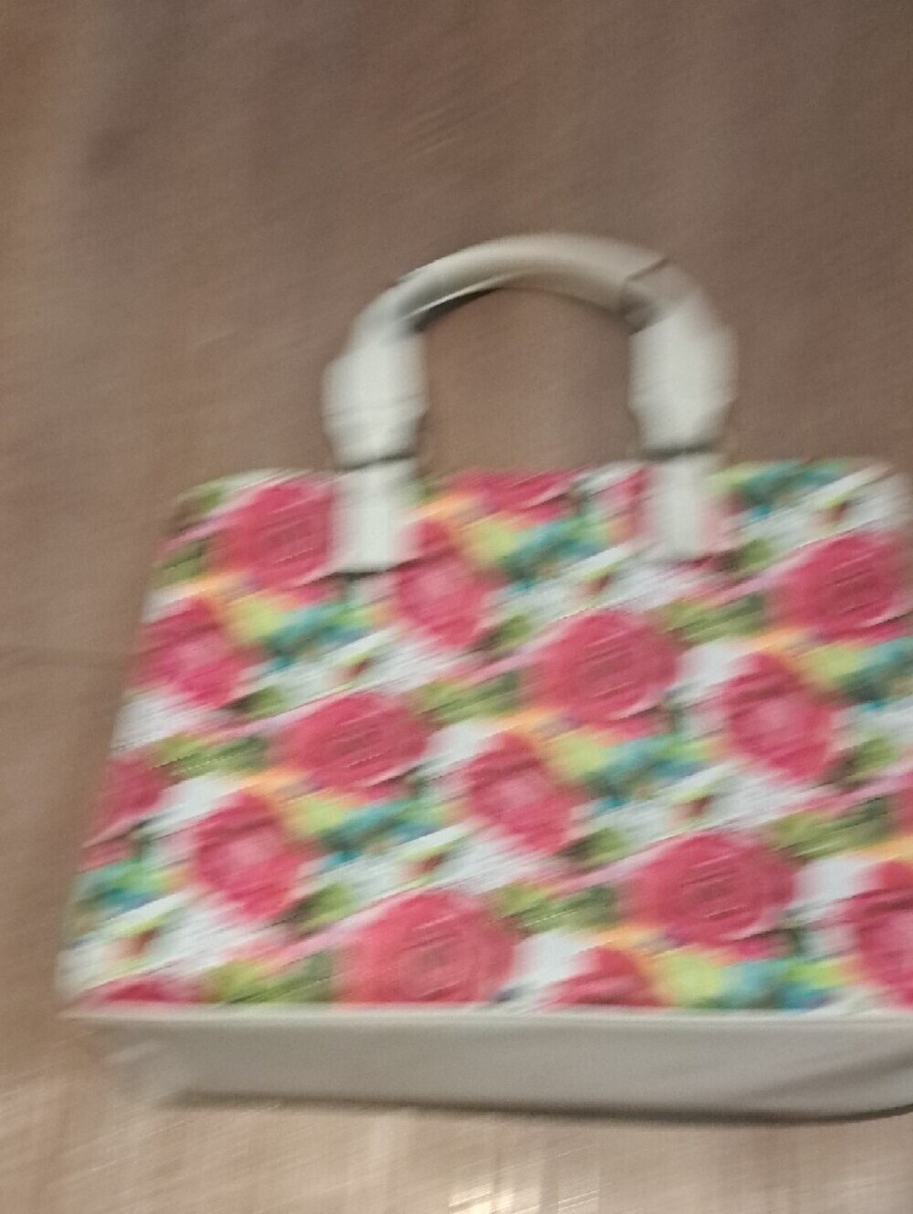 Juicy Couture Pink Floral Canvas Tote with Cream Handles - Picture 5 of 6